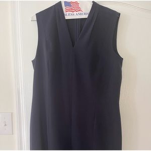 Tahari. Sleeveless navy dress.